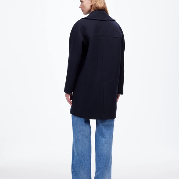 New MADEWELL Size L Oversized-Collar Peacoat in Insuluxe Fabric Navy NT129 - Picture 4 of 7